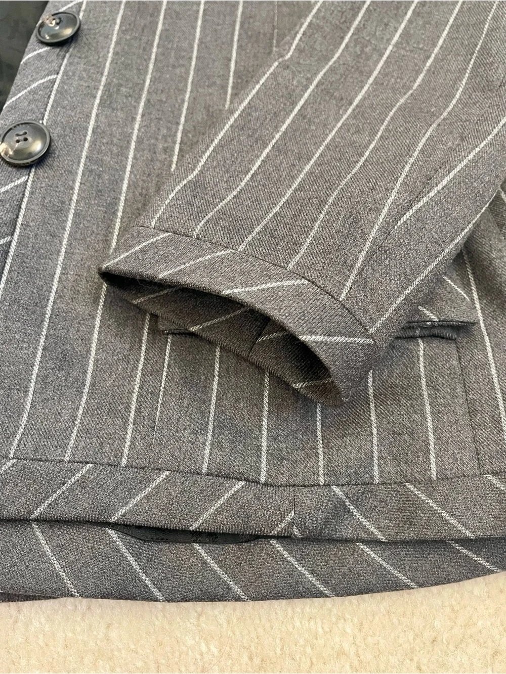Elegant Christian Dior Gray Pinstripe Tailored Blazer